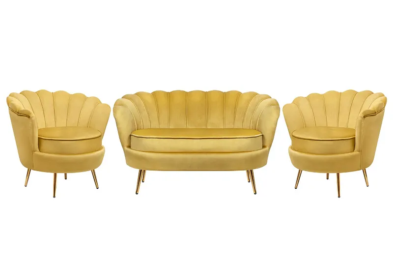 Комплект кресел и дивана ракушка Pearl Double Yellow в Москве Комплект кресел и дивана ракушка Pearl Double Yellow