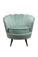 купить Низкое кресло ракушка Pearl Green на черных ножках