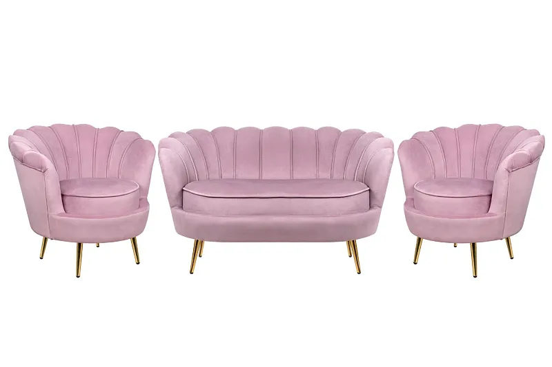 Комплект кресел и дивана ракушка Pearl Double Pink в Москве Комплект кресел и дивана ракушка Pearl Double Pink