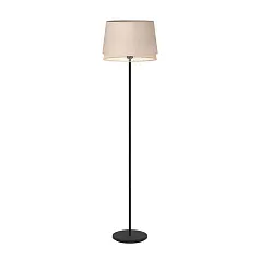фото 43978 Торшер с ножным выключателем TABLEY, 1X40W (E27), H1530, сталь, черный / текстиль, дерево, коричневый