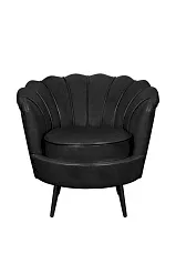 заказать Низкое кресло ракушка Pearl Black V2 на черных ножках в интернет-магазине
