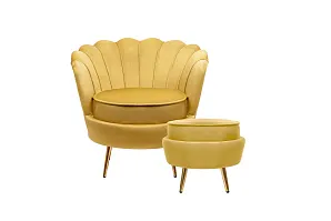 купить стильное Кресло с пуфом ракушка Pearl Yellow в интернет-магазине