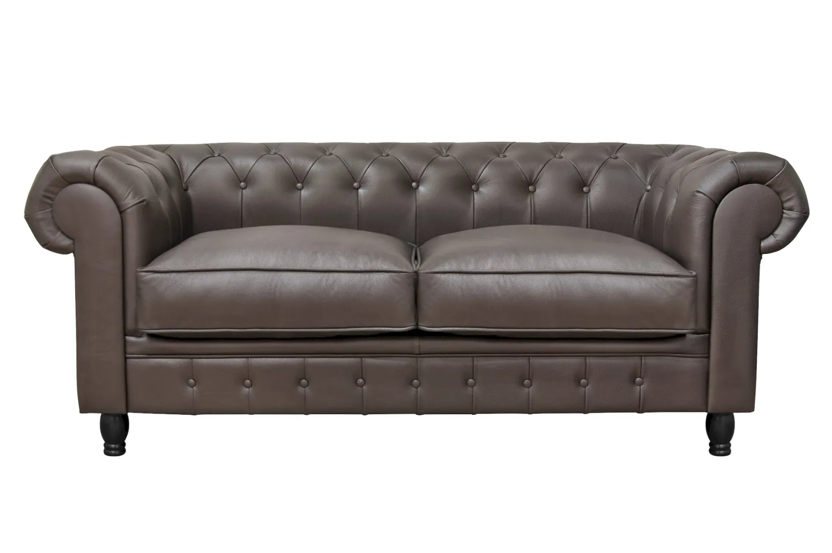 фото Диван из коричневой кожи Chesterfield Brown Leather 2S в интерьере