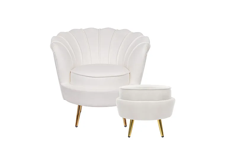Кресло с пуфом ракушка Pearl Beige в Москве Кресло с пуфом ракушка Pearl Beige