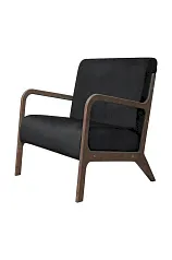 купить стильное Низкое кресло с деревянными подлокотниками Mody Black черное