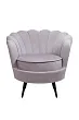 Низкое кресло ракушка Pearl Grey на черных ножках №0