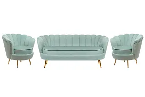 Комплект кресел и дивана ракушка Pearl Triple Green в интерьере