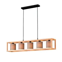 заказать 390109 Подвесной потолочный светильник (люстра) GRANADOS, 5x40W, E27, L1000, B200, H1500, сталь, дер в интернет-магазине