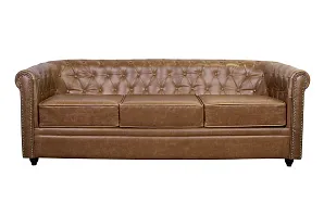 Кожаный диван лофт Karo Brown leather 3S в интерьере