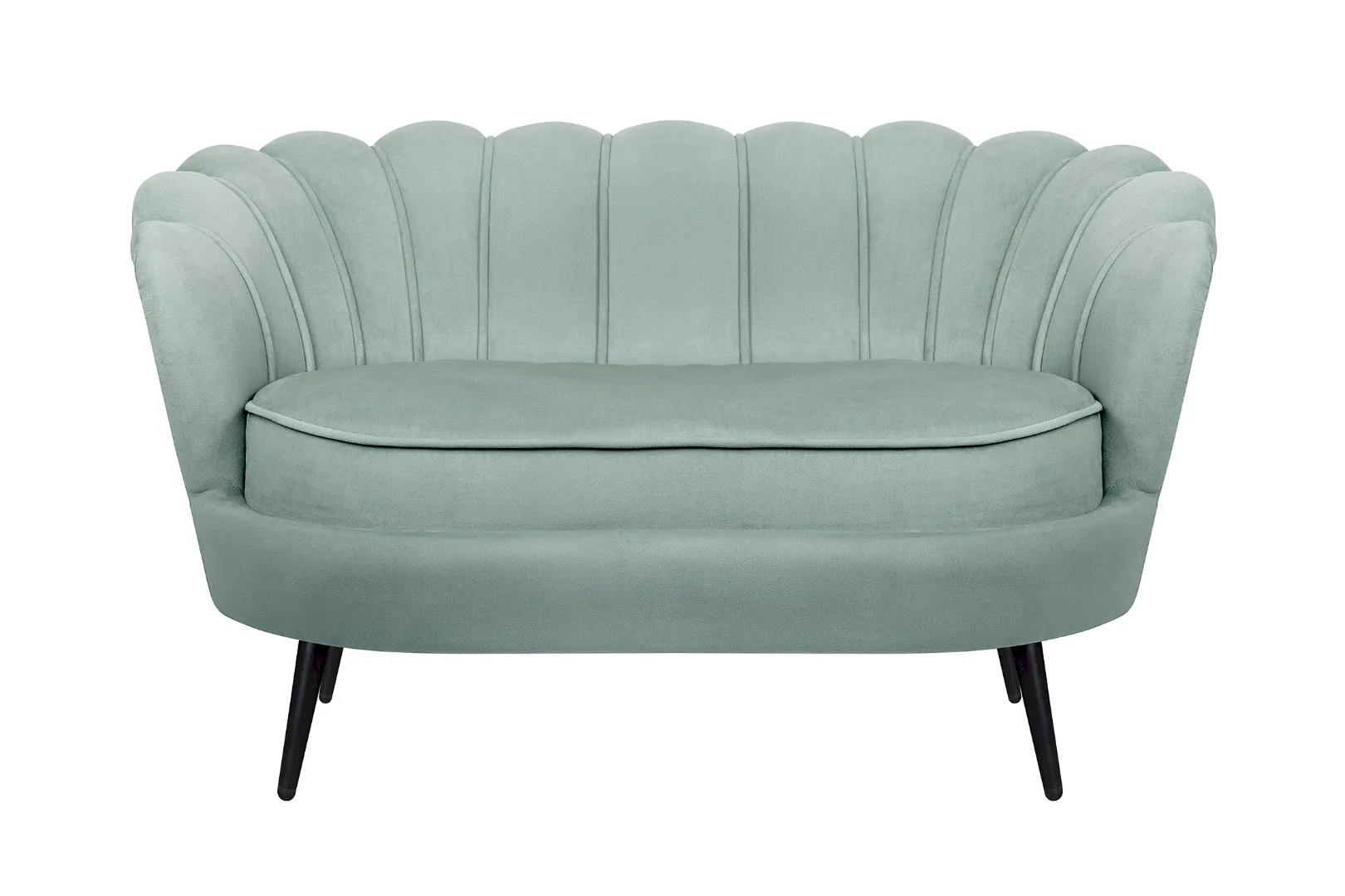 Диван ракушка Pearl Double Green на черных ножках в интерьере