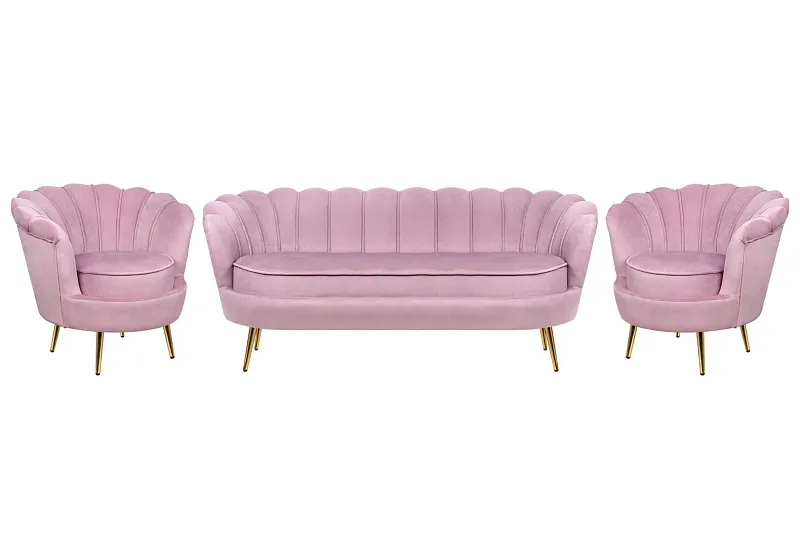 Комплект кресел и дивана ракушка Pearl Triple Pink в Москве Комплект кресел и дивана ракушка Pearl Triple Pink
