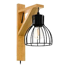 43351 Светильник настенный RAMPSIDE 1, 1X40W(E27), дерево, сталь, черный