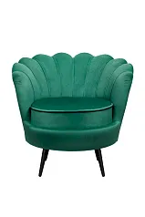 купить стильное Низкое кресло ракушка Pearl Green V2 на черных ножках в интернет-магазине