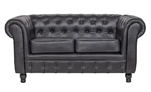 заказать Диван из черной кожи Chesterfield Black Leather 2S
