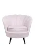 Низкое кресло ракушка Pearl Pink Boucle на черных ножках №0