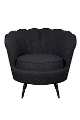 Низкое кресло ракушка Pearl Black Boucle на черных ножках на заказ в интернет-магазине