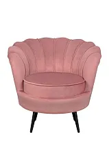 красивое Низкое кресло ракушка Pearl Pink V3 на черных ножках на заказ