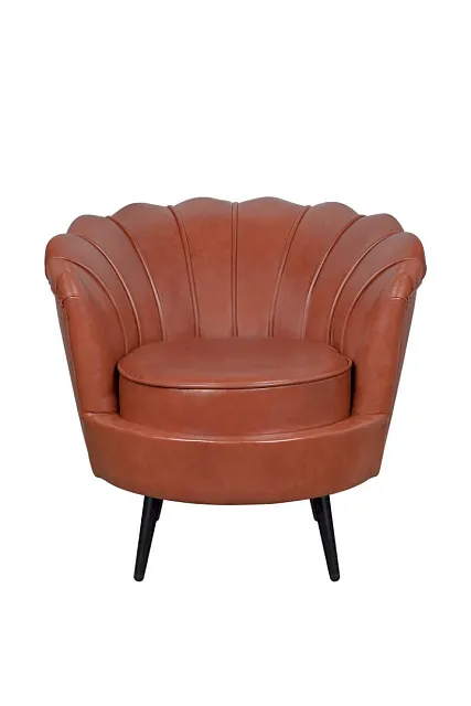 Низкое кресло ракушка Pearl Brown на черных ножках