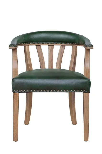 Мягкий стул с подлокотниками Tanner Green Leather
