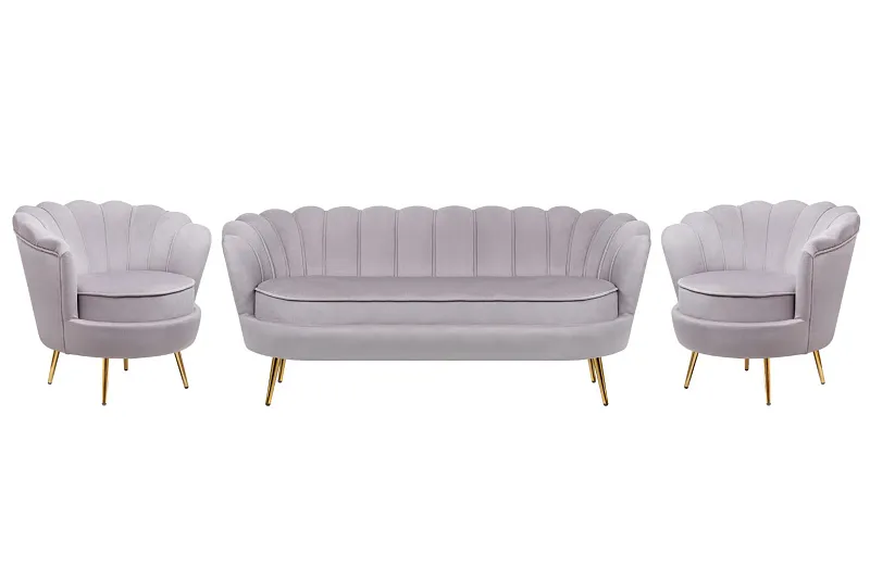 Комплект кресел и дивана ракушка Pearl Triple Grey в Москве Комплект кресел и дивана ракушка Pearl Triple Grey