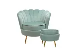 Кресло с пуфом ракушка Pearl Green №0