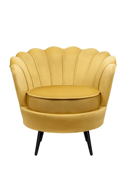 Низкое кресло ракушка Pearl Yellow на черных ножках в Москве Низкое кресло ракушка Pearl Yellow на черных ножках