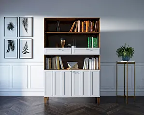купить красивый Стеллаж широкий двухстворчатый "Андерсен (Andersen)" арт AN17WH в интернет-магазине