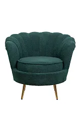Низкое кресло ракушка Pearl зеленый Boucle