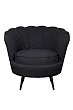Низкое кресло ракушка Pearl Black Boucle на черных ножках №0