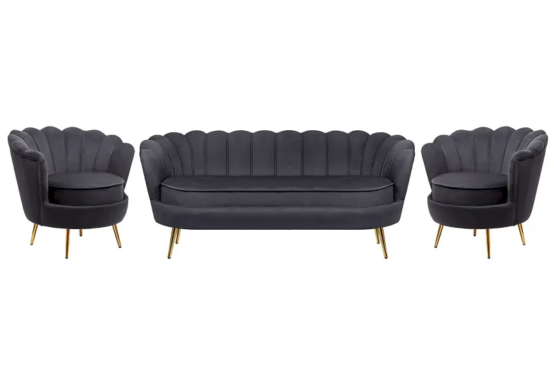 Комплект кресел и дивана ракушка Pearl Triple Black в Москве Комплект кресел и дивана ракушка Pearl Triple Black