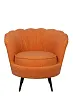 Низкое кресло ракушка Pearl Orange Boucle на черных ножках №0