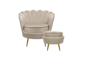 фото Кресло с пуфом ракушка Pearl Taupe в интерьере