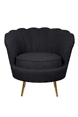 Низкое кресло ракушка Pearl Black Boucle в интерьере