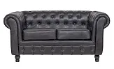 Диван из черной кожи Chesterfield Black Leather 2S №0