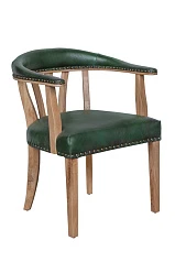 Мягкий стул с подлокотниками Tanner Green Leather