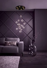 красивые 390333 Люстра диммируемая ESPARDELLO, 6X5,4W (LED), 3000K, 3060lm, ?580, сталь, черный/стекло, прозрачный на заказ