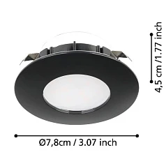 стильные 900744 Комплект встраиваемых светильников PINEDA, 3X4,9W (LED), 3000K, IP20, IP44, ?78, пластик, черный