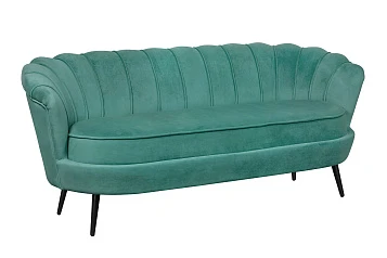Диван ракушка для гостиниц Pearl Triple Green V2 на черных ножках