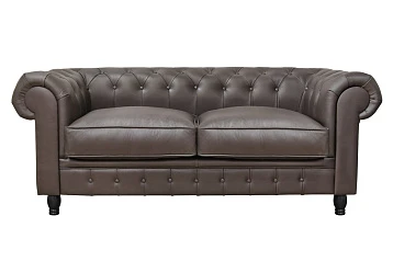 Диван из коричневой кожи Chesterfield Brown Leather 2S на заказ
