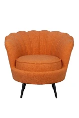 красивое Низкое кресло ракушка Pearl Orange Boucle на черных ножках на заказ
