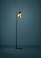 заказать 390255 Торшер с ножным выключателем ESTANYS 1, 1X40 (E27), H1715, сталь, черный/стекло, коричневый полупрозрачный в интернет-магазине