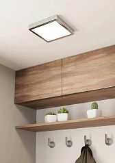 заказать 900651 Накладной светильник FUEVA 5, 17W (LED), 3000K, IP44, L210, B210, H28, сталь, хром / пластик, белый