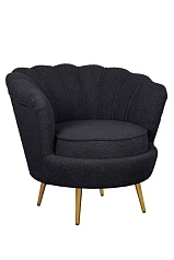 стильное Низкое кресло ракушка Pearl Black Boucle