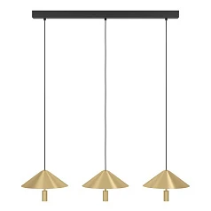 фото 390272 Люстра диммируемая PARAGUAY, 3X12W (LED), 3000K, 4080lm, L970, B270, H1500, сталь, черный, матовая латунь/пластик, белый