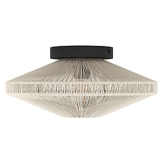 купить стильные 43998 Потолочная люстра MIDSUMER, 1х40W (E27), H175, ?380, сталь черный / текстиль, кремовый в интернет-магазине