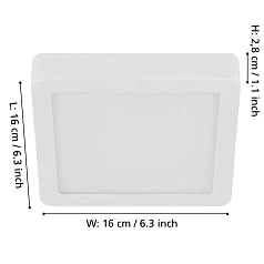 купить красивые 900589 Накладной светильник диммируемый FUEVA 5, 11W (LED), 3000K, L160, B160, H28, сталь, белый / пластик, белый