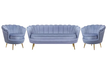 Комплект кресел и дивана ракушка Pearl Triple Blue