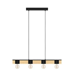 купить стильные 43902 Люстра BAILRIGG, 4X40W (E27), L895, B45, H1100, сталь, дерево, черный, коричневый в интернет-магазине