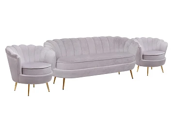 Комплект кресел и дивана ракушка Pearl Triple Grey