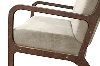 купить стильное Низкое кресло с деревянными подлокотниками Mody Taupe коричневое в интернет-магазине